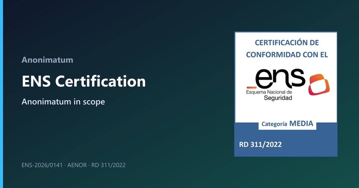 Anonimatum within Politeia Soft’s ENS Medium certification