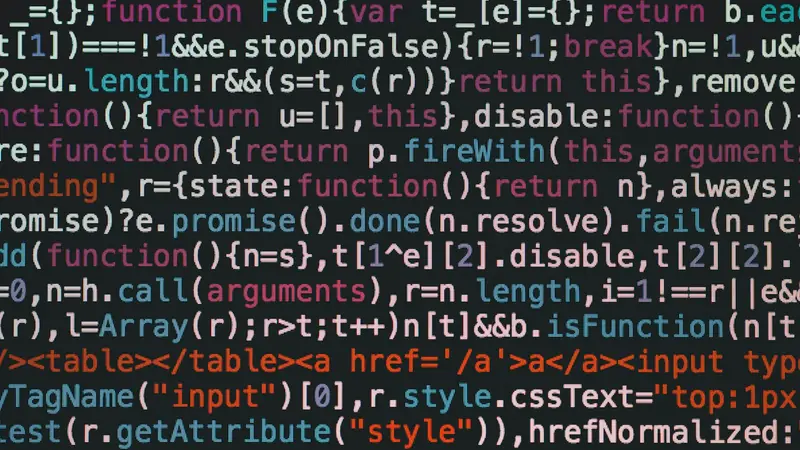 JavaScript-Code auf einem dunklen Bildschirm