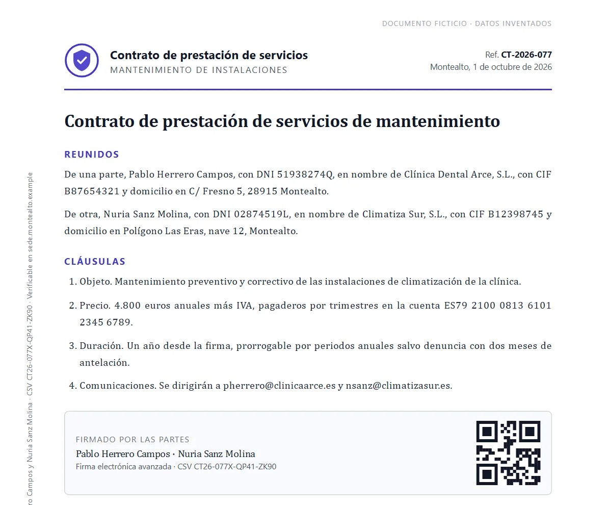 Antes y después: contrato de servicios — Antes