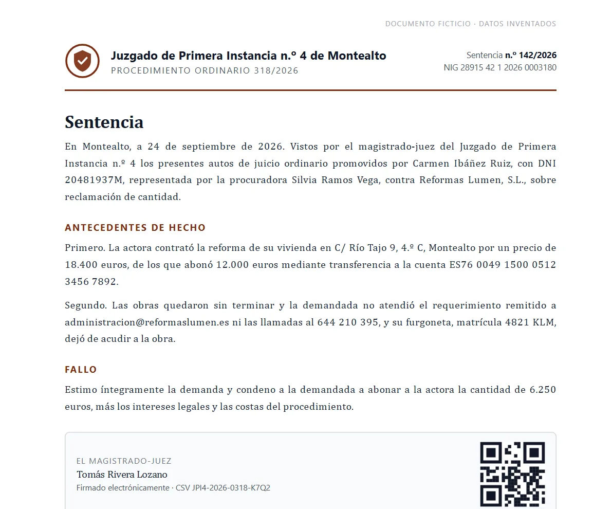 Antes y después: sentencia civil — Antes
