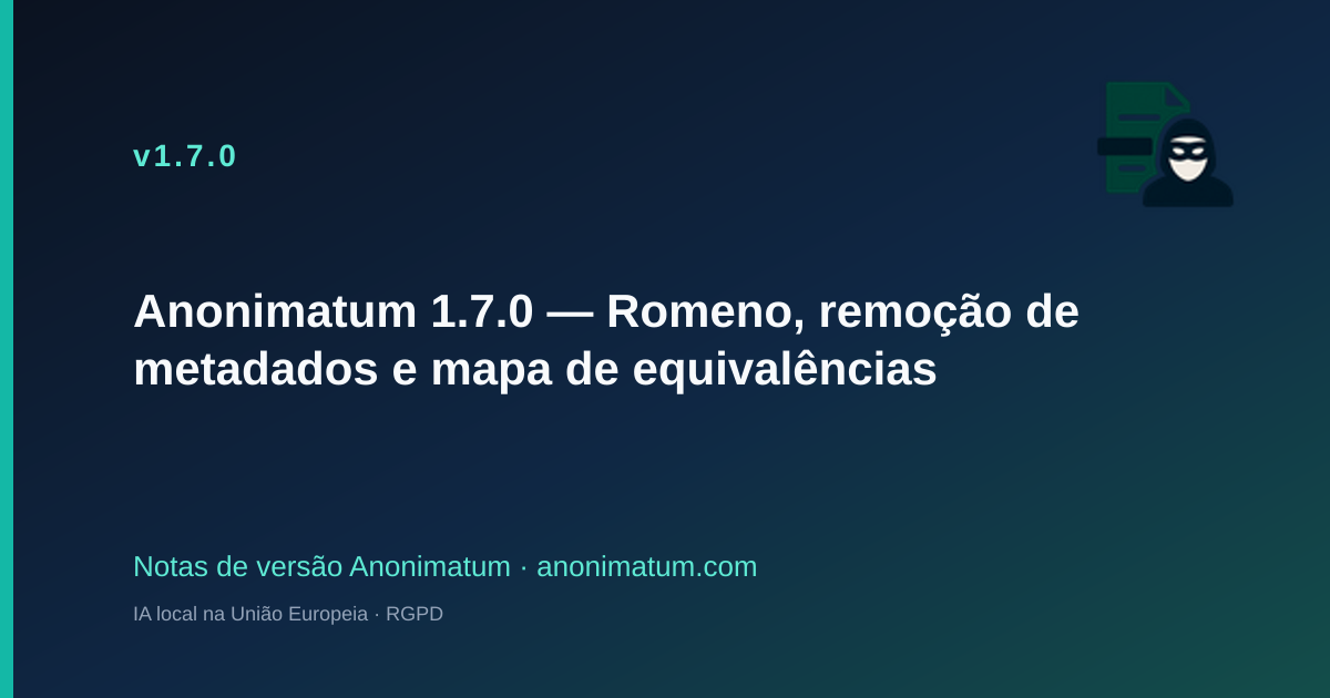 Anonimatum 1.7.0 — Romeno, remoção de metadados e mapa de equivalências